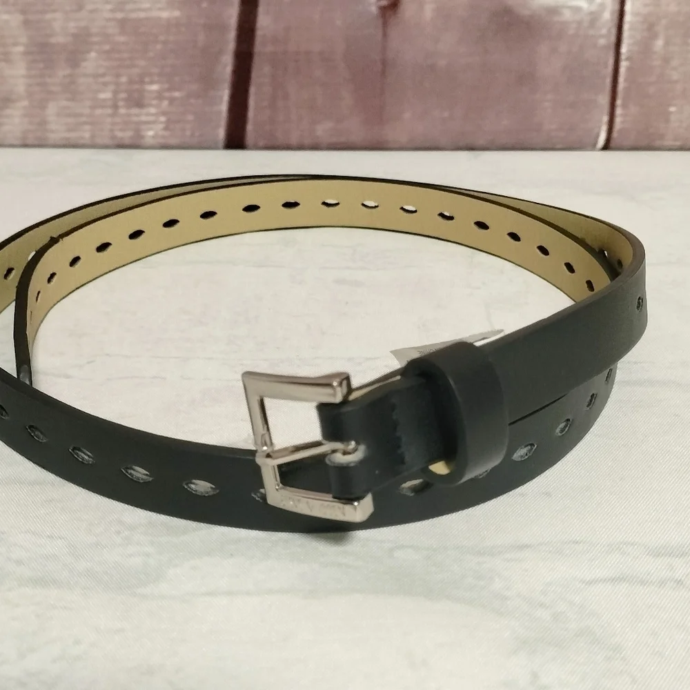 Steve Madden Sz Large Women's Black Belt Perforated Man Made Material Retro Work